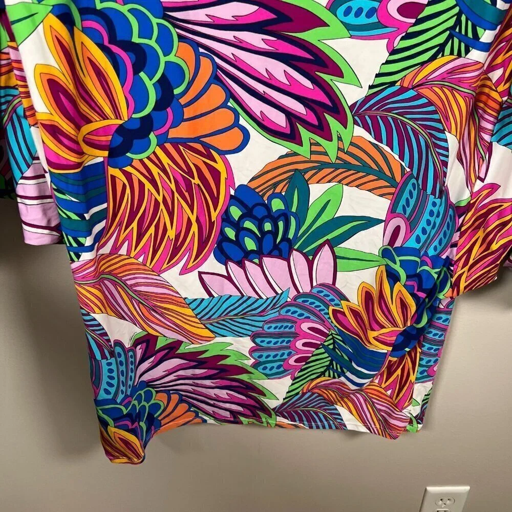 Trina Turk Paradise Plume Tunic Swim Cover Up One Size Tropical Beach Vacation
